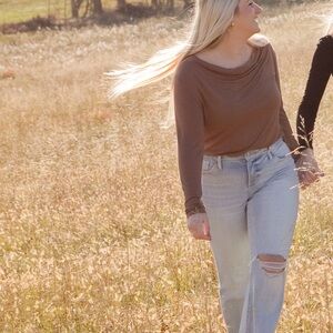 Brown Long Sleeve Top